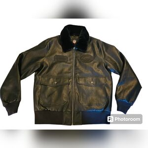G3 apparel company green Bay Packers black pu leather jacket sz L